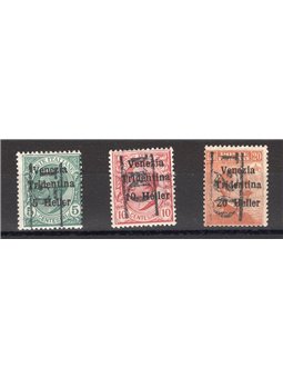 Trentino 1918/19 Venezia Tridentina with overprint ’T5" “T10” and “T20” new tax stamp denomination series no. BZ3 17/19 Biondi C