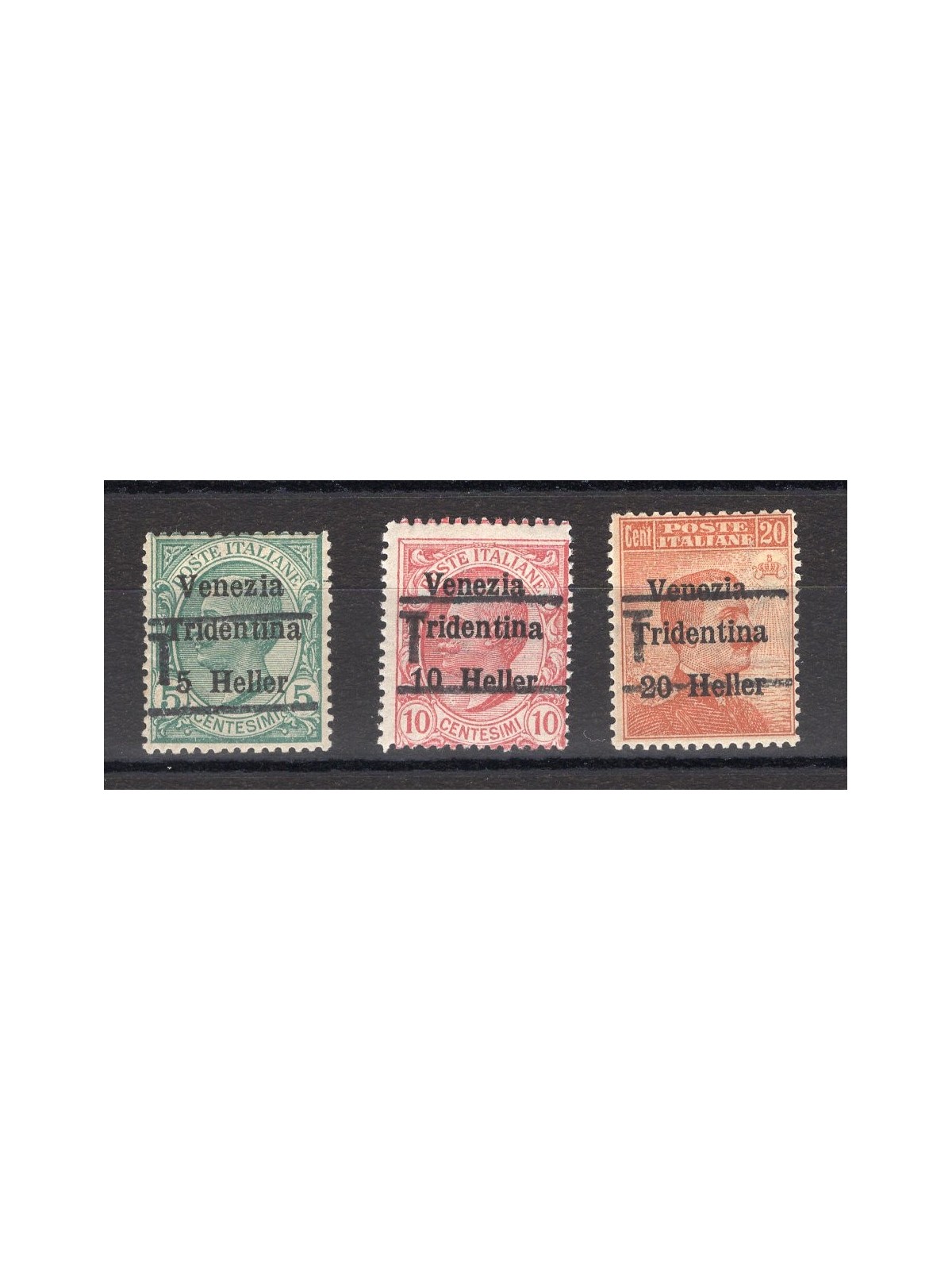 Trentino 1918/19 Venezia Tridentina con soprast. "T" serie n° BZ3 20/22 Cert. Biondi Cat. € 600 (*)