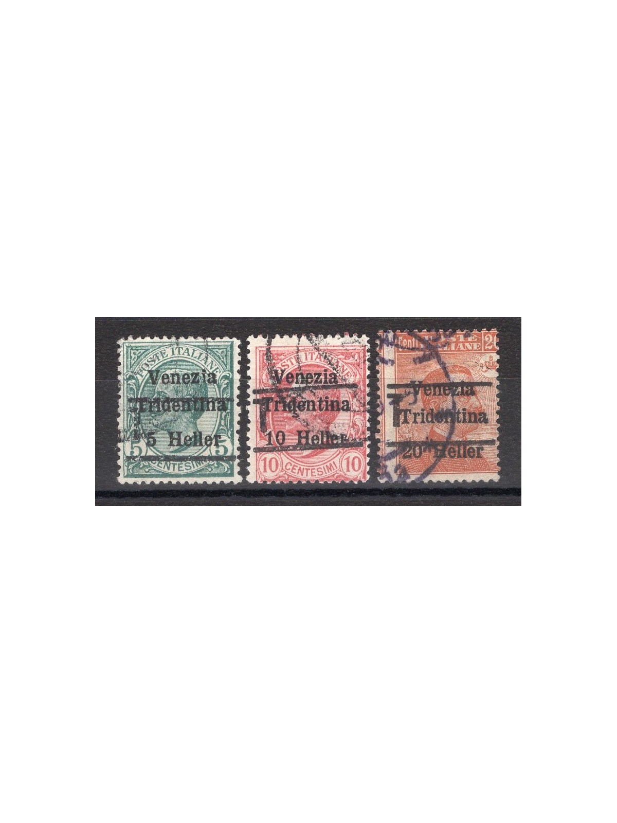 Trentino 1918/19 Venezia Tridentina con soprast. "T" serie n° BZ3 20/22 Cert. Biondi Cat. € 900 (U)