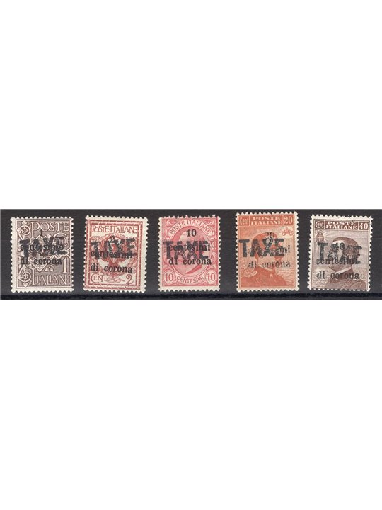 Trentino 1918/19 Stamps of Trento and Trieste 4 denominations with “TAXE” overprint series no. BZ3 32A/33C Biondi Certificate Ca