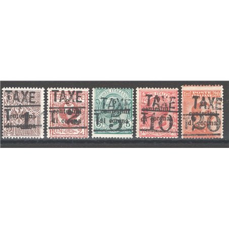 Trentino 1918/19 Stamps of Trento and Trieste 5 values with “TAXE” overprint ‘TAXE’ and ‘T’ series no. BZ3 34/35 Biondi Certific