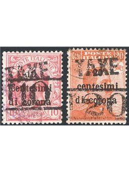 Trentino 1918/19 Venezia Tridentina 10 c. and 20 c. with overprint “TAXE” at the top and “T” with new value between the horizont