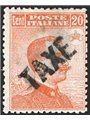 Trentino 1919 Michetti 20 c. orange with diagonal black overprint “TAXE” no. 44c. Signed AD + ED CiBaFil Cert. Cat. €450 (**)