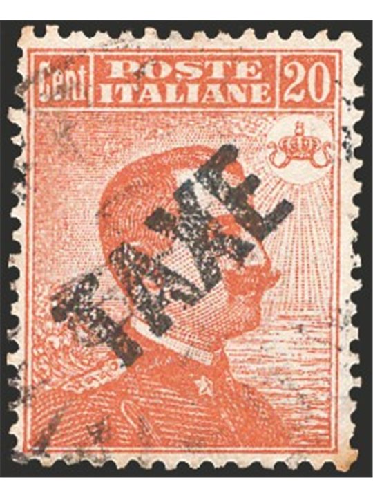 Trentino 1919 Michetti 20 c. orange with a black overprint “TAXE” slanting from bottom to top no. 44c certified by Biondi Cat. €