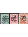 Trentino 1918/19 Michetti 20 c. orange with black overprint “TAXE” slanting from bottom to top series nos. 45 + 45A + 46 certifi