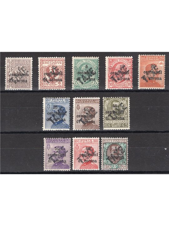 Trentino 1918/19 Venezia Tridentina with ‘TAXE’ overprint in black series no. BZ3 49/59 Biondi Cat. Cert. €2,970 (**)