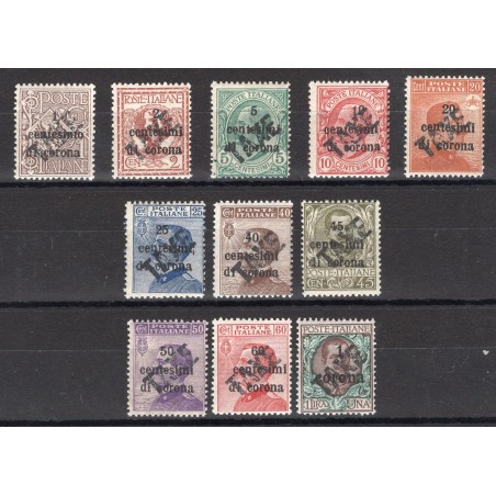 Trentino 1918/19 Venezia Tridentina con soprast. "TAXE" in nero serie n° BZ3 49/59 Cert. Biondi Cat. € 2.970 (**)