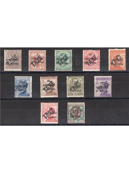 Trentino 1918/19 Venezia Tridentina con soprast. "TAXE" in nero serie n° BZ3 49/59 Cert. Biondi Cat. € 1.940 (*)