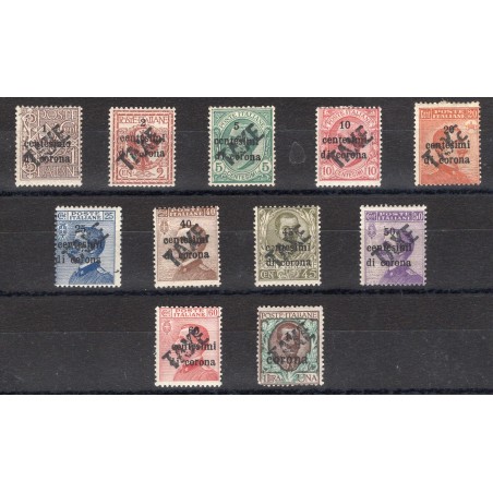 Trentino 1918/19 Venezia Tridentina con soprast. "TAXE" in nero serie n° BZ3 49/59 Cert. Biondi Cat. € 1.940 (*)