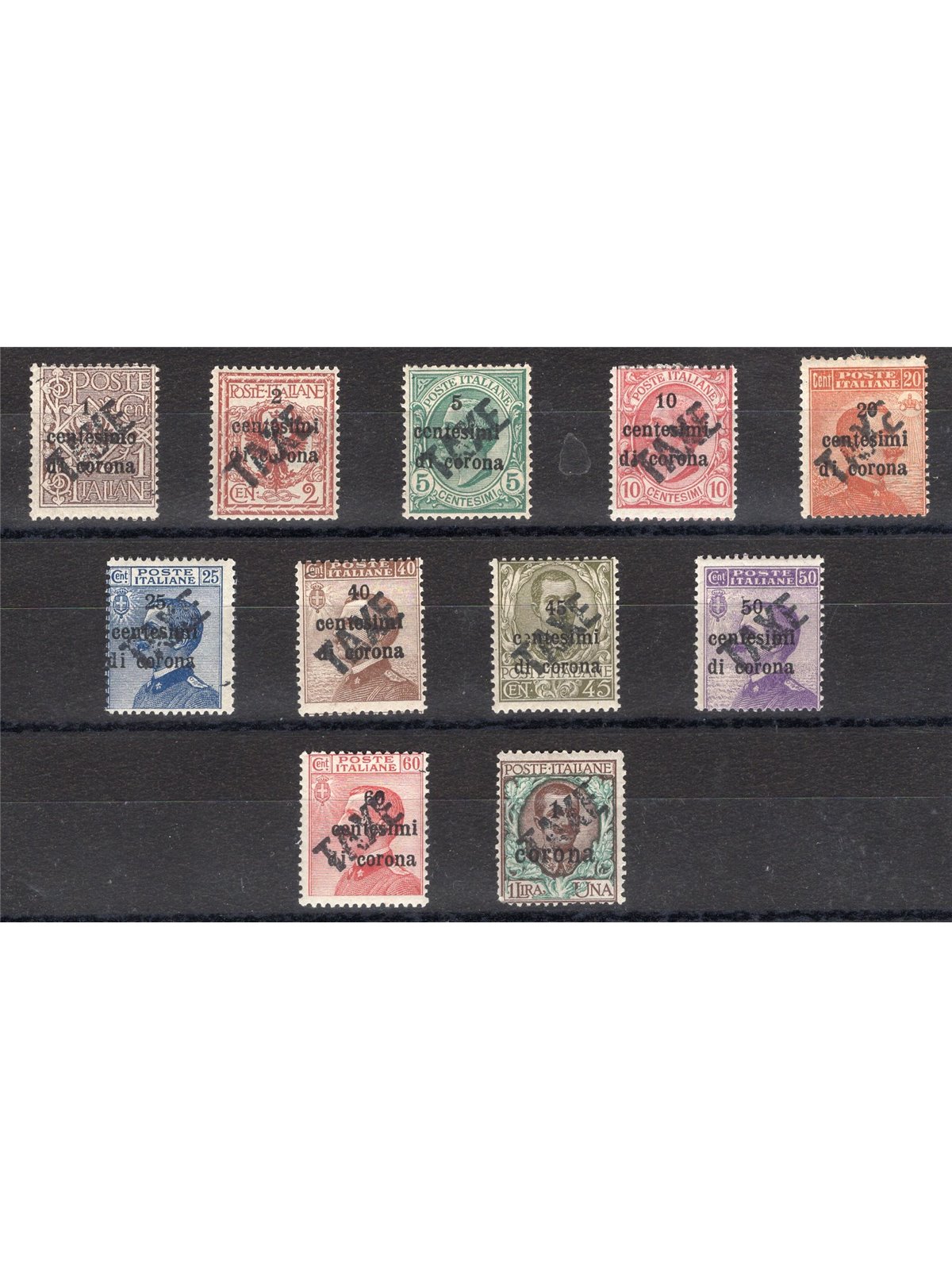 Trentino 1918/19 Venezia Tridentina with ‘TAXE’ overprint in black series no. BZ3 49/59 Biondi Cat. Cert. €1,940 (*)