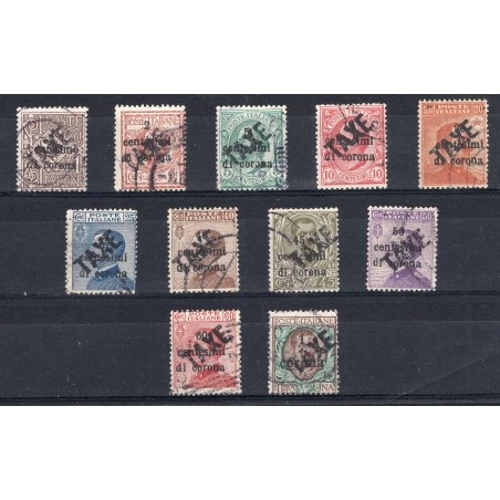 Trentino 1918/19 Francobolli di Trento e Trieste con soprast. "TAXE" in nero serie n° BZ3 49/59 Cert. Biondi Cat. € 2.215 (U)