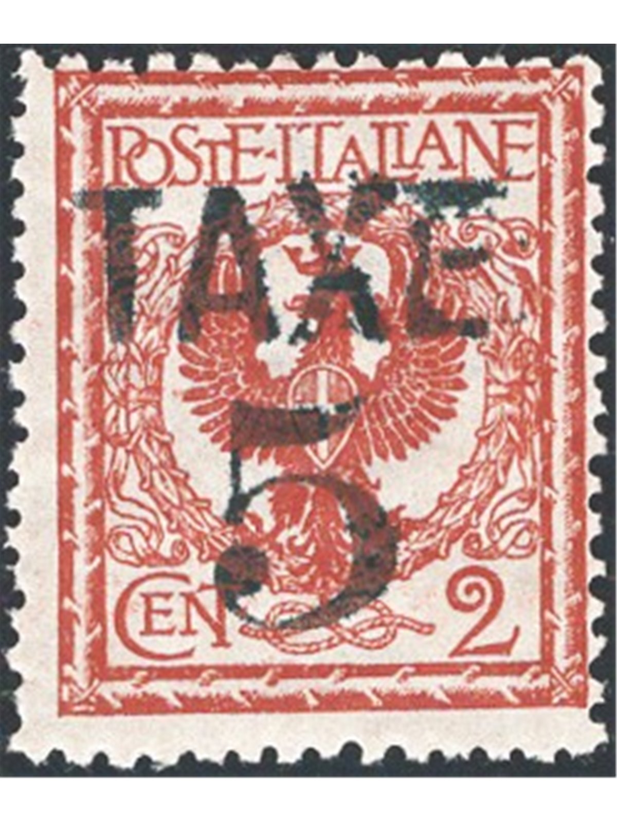 Trentino 1918/19  Floreale 2 c. con soprast. "TAXE 5" in nero n° BZ3 75 Cert. Biondi Cat. € 270 (**)
