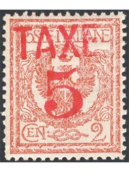 Trentino 1918/19  Floreale 2 c. con soprast. "TAXE 5" in rosso n° BZ3 76 Cert. Biondi Cat. € 200 (*)