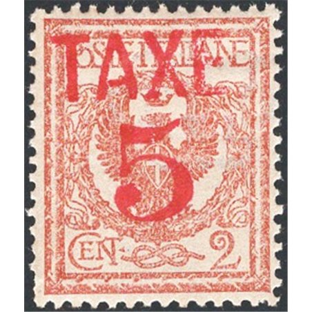 Trentino 1918/19  Floreale 2 c. con soprast. "TAXE 5" in rosso n° BZ3 76 Cert. Biondi Cat. € 200 (*)