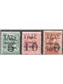 Trentino 1918/19 Stamps of Trento and Trieste with overprint “TAXE” in black series no. BZ3 80/82 Cat. € 94 (**)