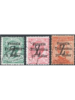 Trentino 1918/19 Venezia Tridentina con soprast. nero di una "Z" serie n° BZ3 95/97 Cert. Biondi Cat. € 840 (U)