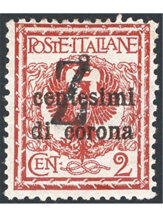 Trentino 1918/19 Venezia Tridentina 2 c. con soprast. in nero di una "Z" n° BZ3 99 Cert. Biondi Cat. € 800 (*)