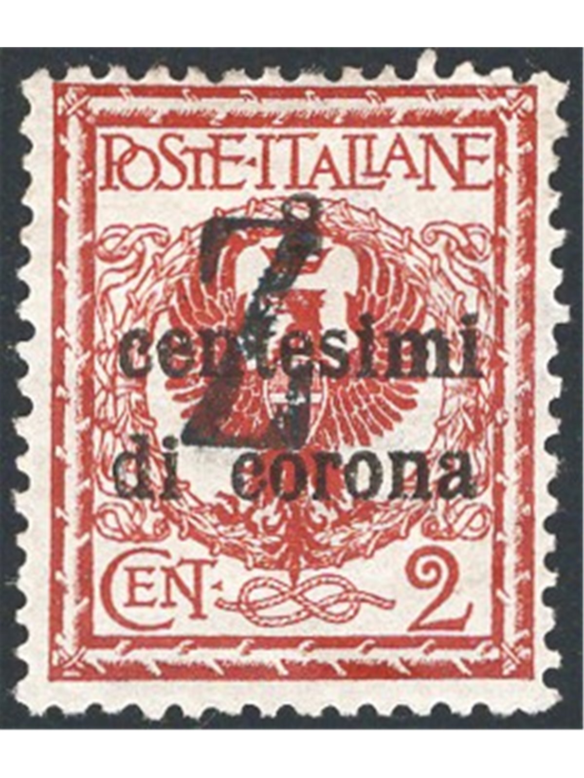 Trentino 1918/19 Venezia Tridentina 2 c. con soprast. in nero di una "Z" n° BZ3 99 Cert. Biondi Cat. € 800 (*)