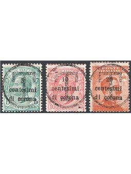 Trentino 1919 Francobolli di Trento e Trieste  con soprast. “T” grande in un cerchio serie n° 112/14. Firm. Biondi + AD + ED Cer