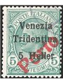 Trentino 1919 Venezia Tridentina 5 h on 5 c. green Leoni-type with red overprint “Porto” no. 115 CiBaFil Cert. Cat. €380 (U)