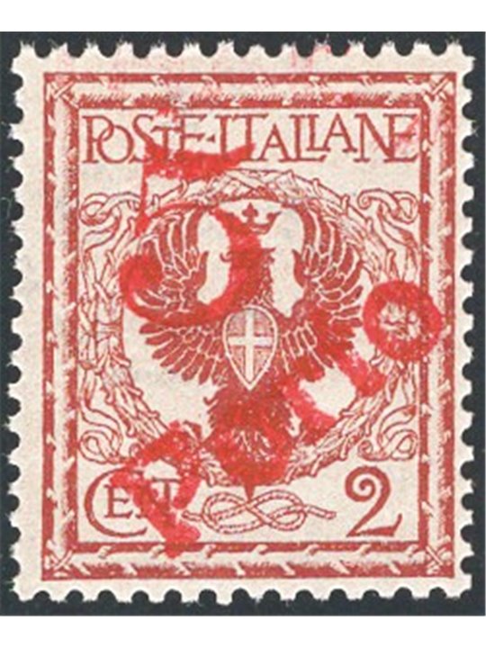 Trentino 1919 Floreale 2 c. con soprast. “5” a mano e “PORTO” in diagonale n° BZ3 127 Cert. CiBaFil Cat. € 5.250 (**)