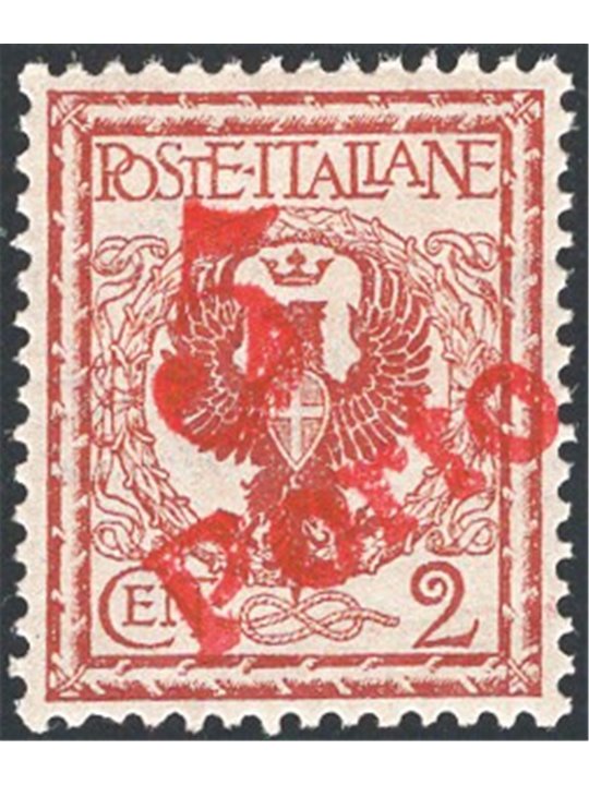 Trentino 1919 Floreale 2 c. con soprast. “5” a macchina e “PORTO” in diagonale n° BZ3 128 Cert. CiBaFil Cat. € 1.500 (**)