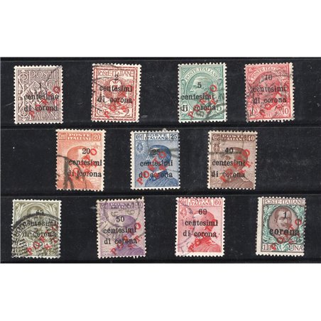 Trentino 1918/19 Trento e Trieste soprast. in rosso "Porto S.T." serie n° BZ3 133/43 Cert. Biondi Cat. € 840 (U)