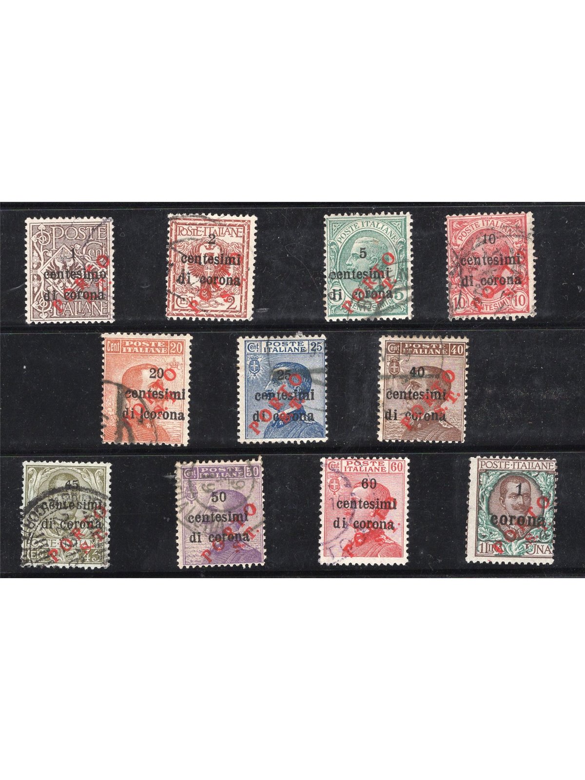 Trentino 1918/19 Trento e Trieste soprast. in rosso "Porto S.T." serie n° BZ3 133/43 Cert. Biondi Cat. € 840 (U)