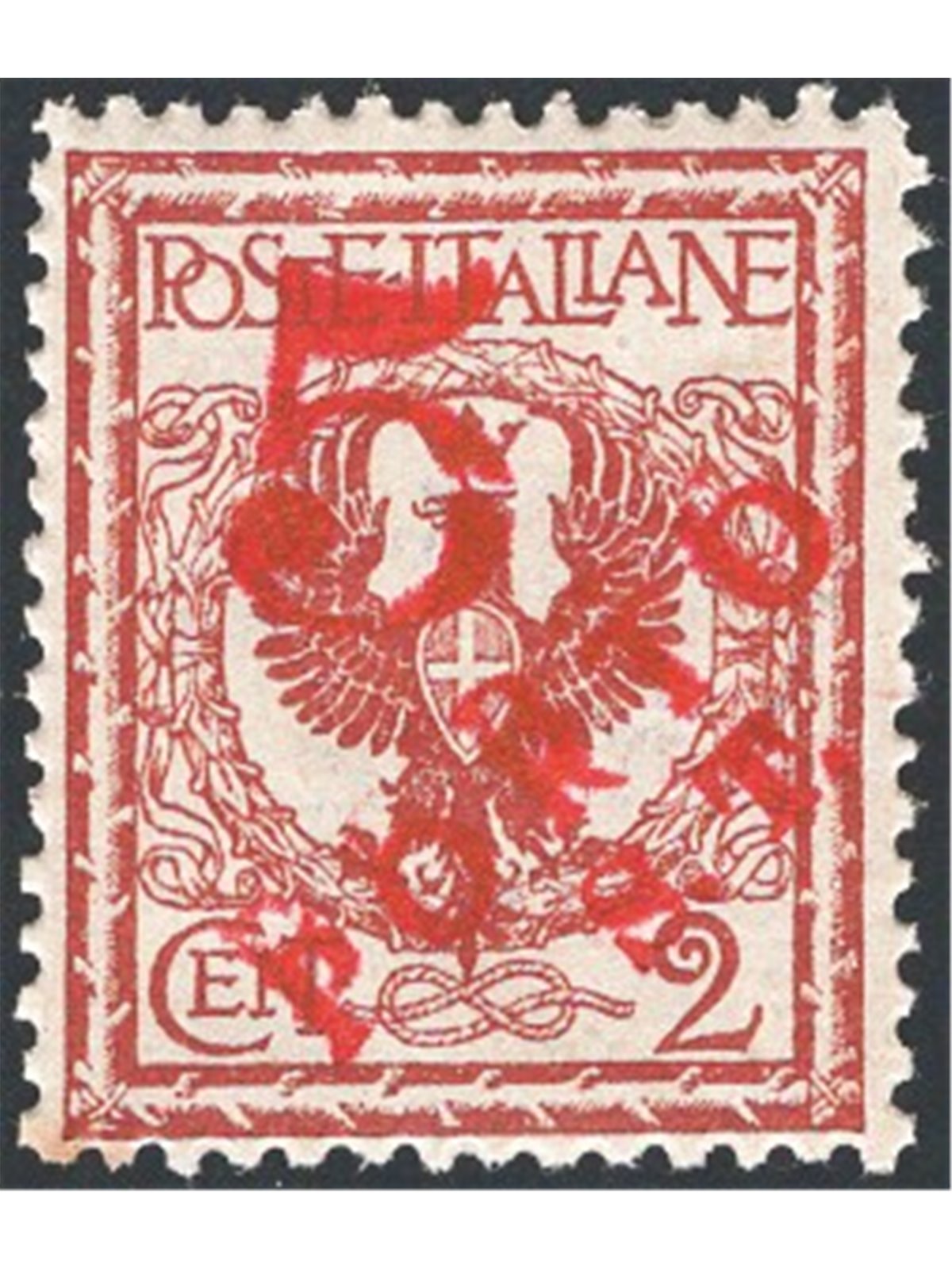 Trentino 1918/19 Floreale 2 c. con soprast. in rosso "Porto S.T." serie n° BZ3 144 Cert. Biondi Cat. € 525 (**)