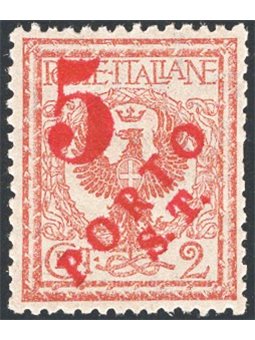 Trentino 1918/19 Floral 2 c. with machine-printed overprint in red “5” no. BZ3 145 Biondi Cert. Cat. € 300 (**)