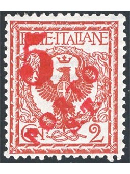 Trentino 1918/19 Floral 2 c. with machine-printed overprint machine-printed overprint in red “5” No. BZ3 145 Biondi Cert. Cat. €