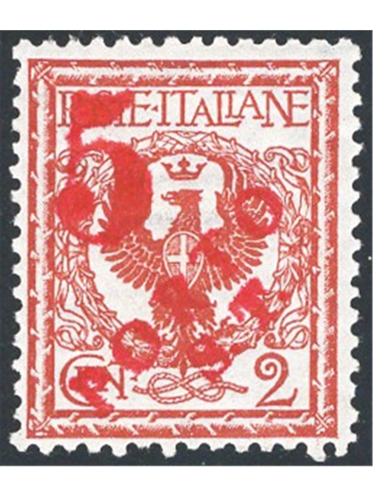 Trentino 1918/19 Floreale 2 c. con soprast. a macchina in rosso "5" n° BZ3 145 Cert. Biondi Cat. € 200 (*)