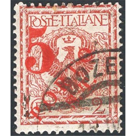 Trentino 1918/19 Floreale 2 c. con soprast. a macchina in rosso "5" n° BZ3 145 Cert. Biondi Cat. € 200 (U)