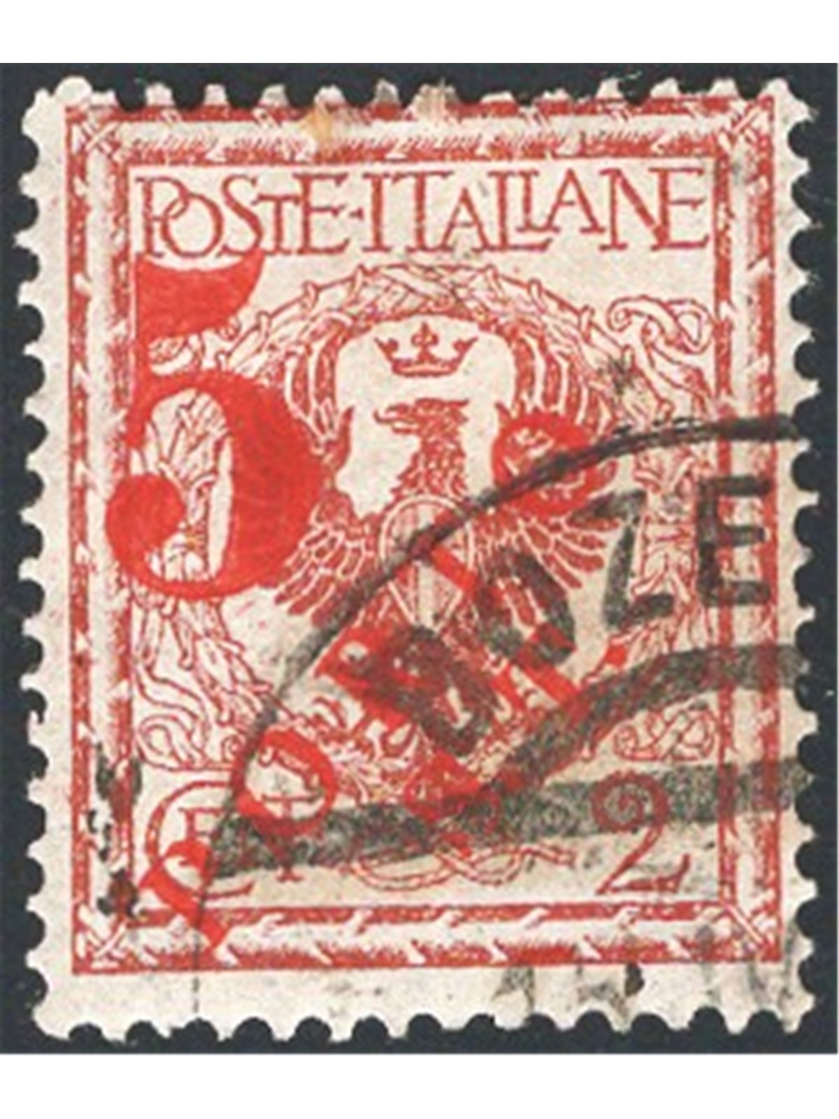 Trentino 1918/19 Floreale 2 c. con soprast. a macchina in rosso "5" n° BZ3 145 Cert. Biondi Cat. € 200 (U)