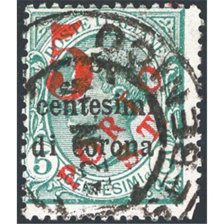 Trentino 1918/19 Trento and Trieste 5 c. over 5 c. green with machine-printed overprint in red “5” and “Porto S.T.” No. BZ3 147 