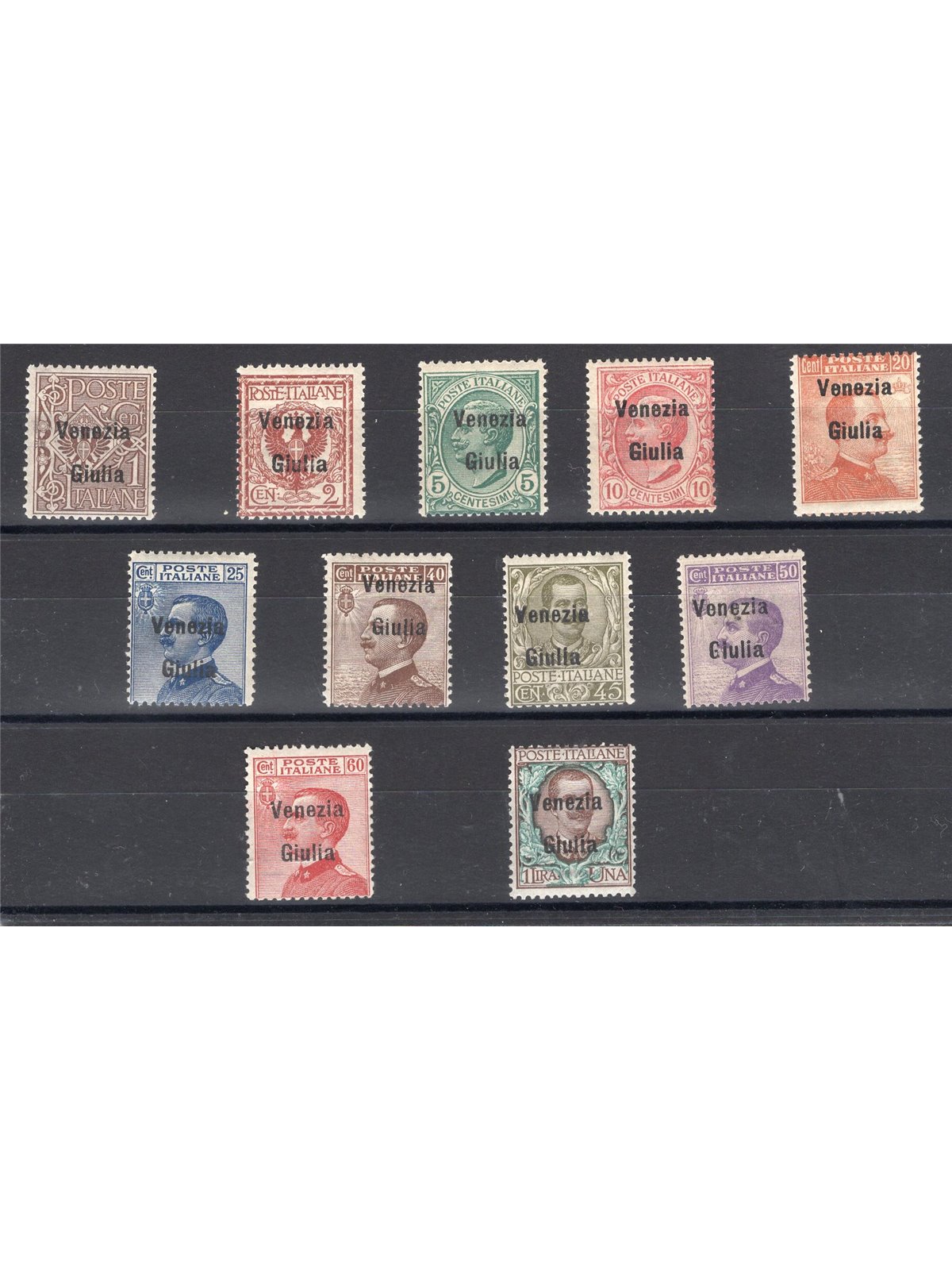 Venezia Giulia 1918/19 Soprast. serie n° 19/29 Cert. Biondi Cat. € 1.750 (**)