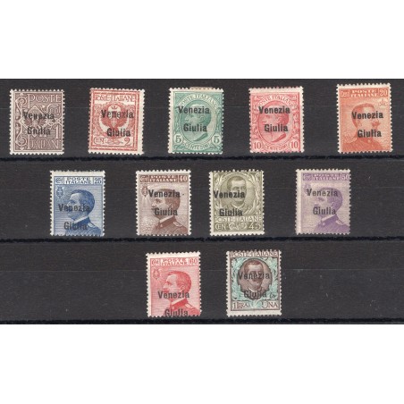 Venezia Giulia 1918/19 Soprast. serie n° 19/29 Cert. Biondi Cat. € 700 (*)