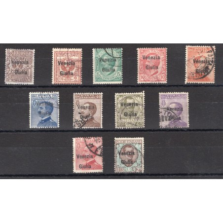 Venezia Giulia 1918/19 Overprint series no. 19/29 certified by Biondi catalogue price €700 (U)