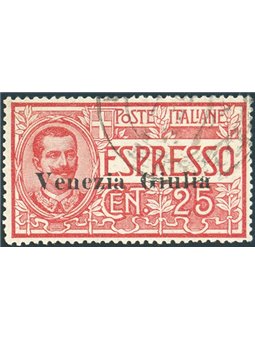 Venezia Giulia 1919 Expresses overprint “Venezia Giulia” no. 1 Biondi certificate catalogue price €500 (U)