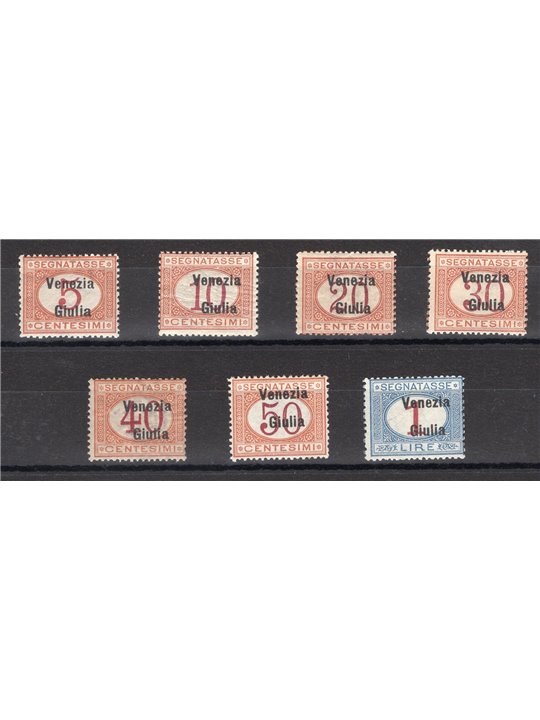 Venezia Giulia 1918 Tax stamps overprint series no. 1/7 Biondi certificate catalogue price €4 000 (**)