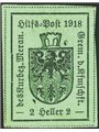 Merano 1918 Coat of arms 2 h. green 2nd type no. 6. Signed by Chia + ED + others. CiBaFil certificate. Cat. € 2,800 (**)