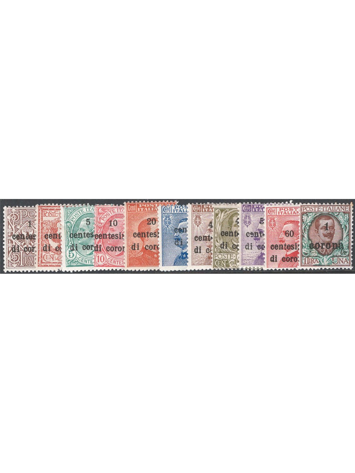 Trento and Trieste 1919 Overprint series no. 1/11. Cat. € 100 (** )
