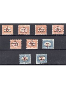 Trento e Trieste 1918 Segnatasse soprast. in corone serie n° 1/9 Cert. Biondi Cat. € 1.500 (**)