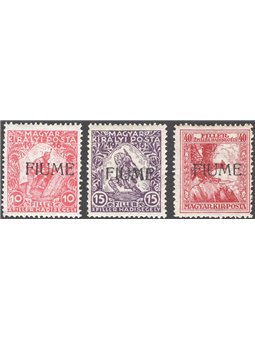 Fiume 1918/19 Overprinted Hungarian stamps ‘Fiume’ series no. 1A/3 Cat. €70 (*)