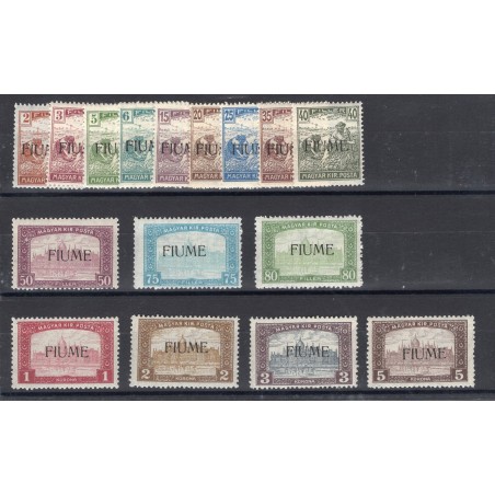 Fiume 1918/19 Mietitori e Vedute n° 4/7 + 9/20 Cert. Biondi Cat. € 2.465 (**)