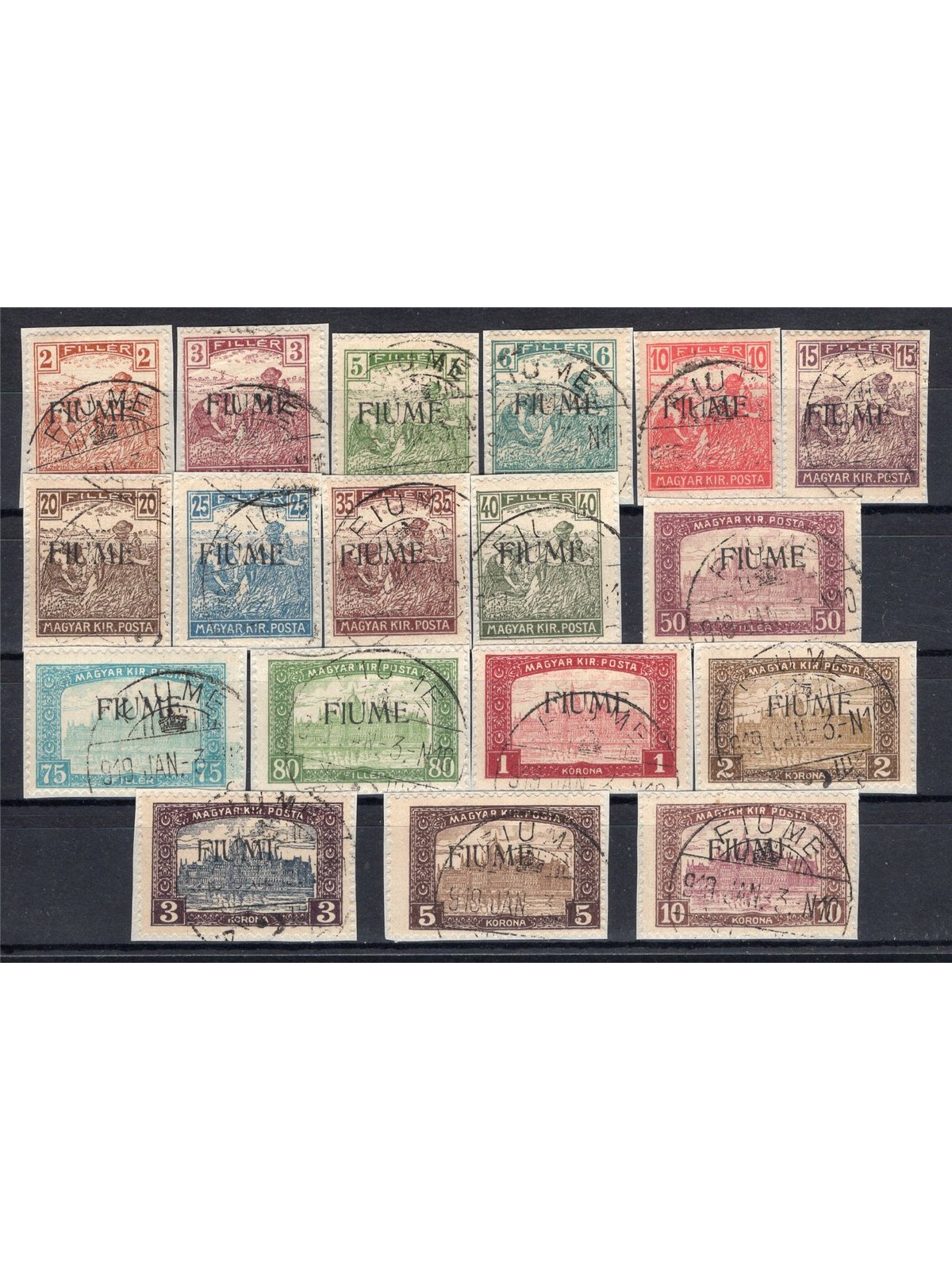 Fiume 1918/19 Mietitori e Vedute la serie n° 4/21 Cat. € 1.050 (U/Fr)