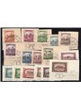 Fiume 1918/19 Mietitori e Vedute n° 4/7 + 9/20 su frammenti Cert. Biondi Cat. € 350 (Fr)