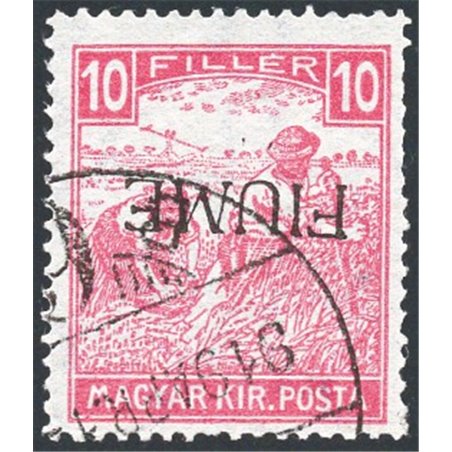 Rijeka 1917 Reapers 10 f. red with white numerals with hand-written overprint of Type II inverted No. 22/IIb. ‘Safe’ stamp. Sign
