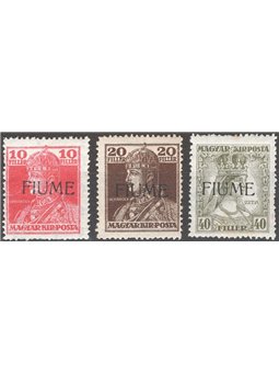 Rijeka 1918/19 Carlo and Zita ‘Rijeka’ overprint series no. 24/26 catalogue price €70 (*)