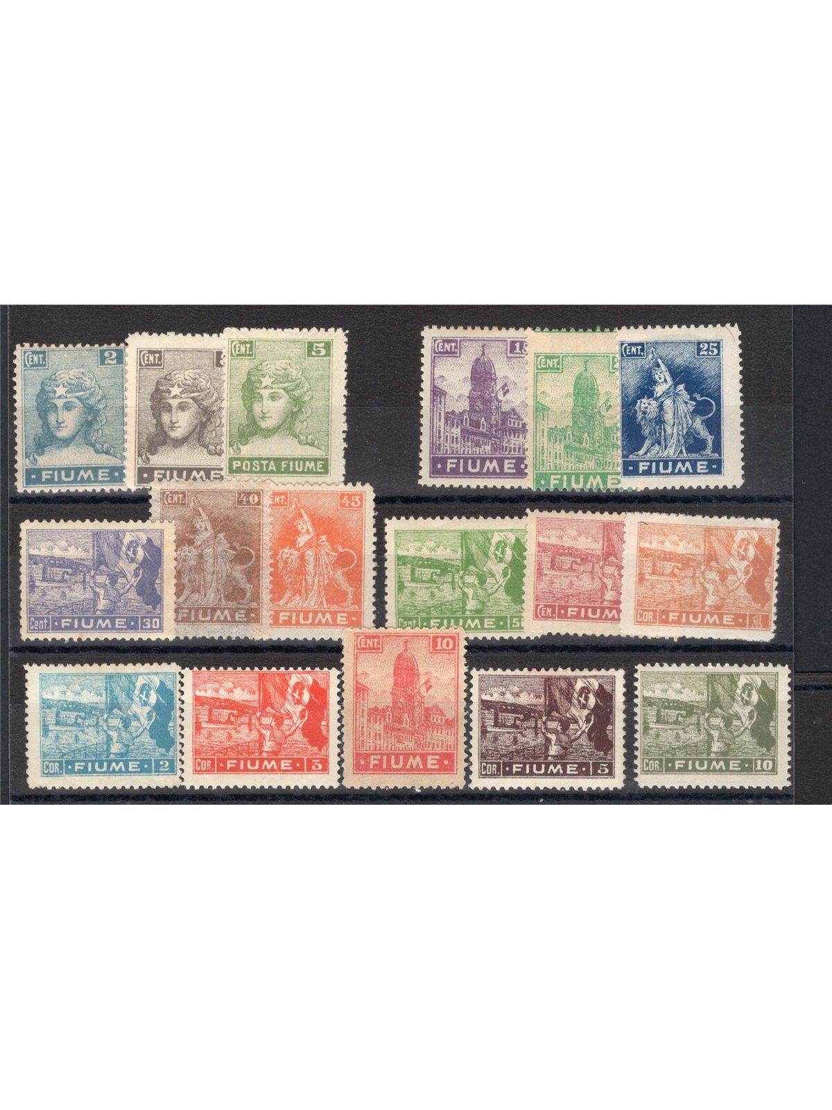 Fiume 1919 Allegorie e vedute serie n° 32/48 Cert. CiBaFil Cert. Biondi Cat. € 280 (*)